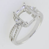 Sterling Silver Semi Mount Ring Setting Emerald OCT 10X8mm Split Shank - Syzjewelry